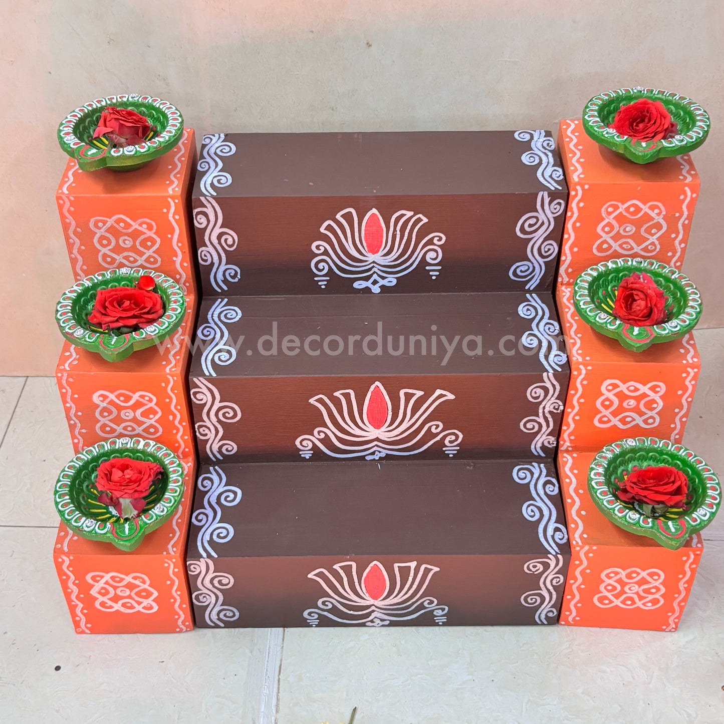 3 Step - Golu Padi - Vigraham Stand with 3 Step Diya Padi- VS23