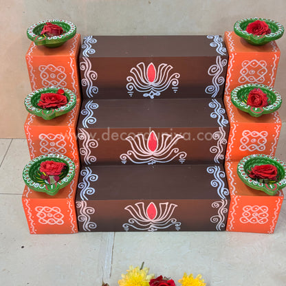 3 Step - Golu Padi - Vigraham Stand with 3 Step Diya Padi- VS23