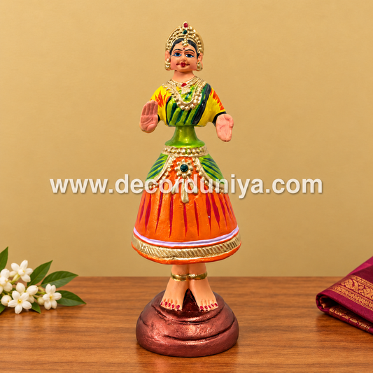 Traditional Thanjavur Dancing Lady Doll | Thalaiyatti Bommai | Paper Mache | 10 Inches - TD103