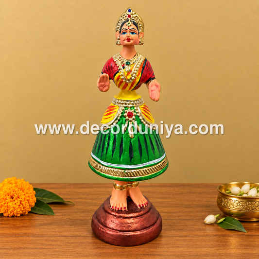 Traditional Thanjavur Dancing Lady Doll | Thalaiyatti Bommai | Paper Mache | 10 Inches - TD101