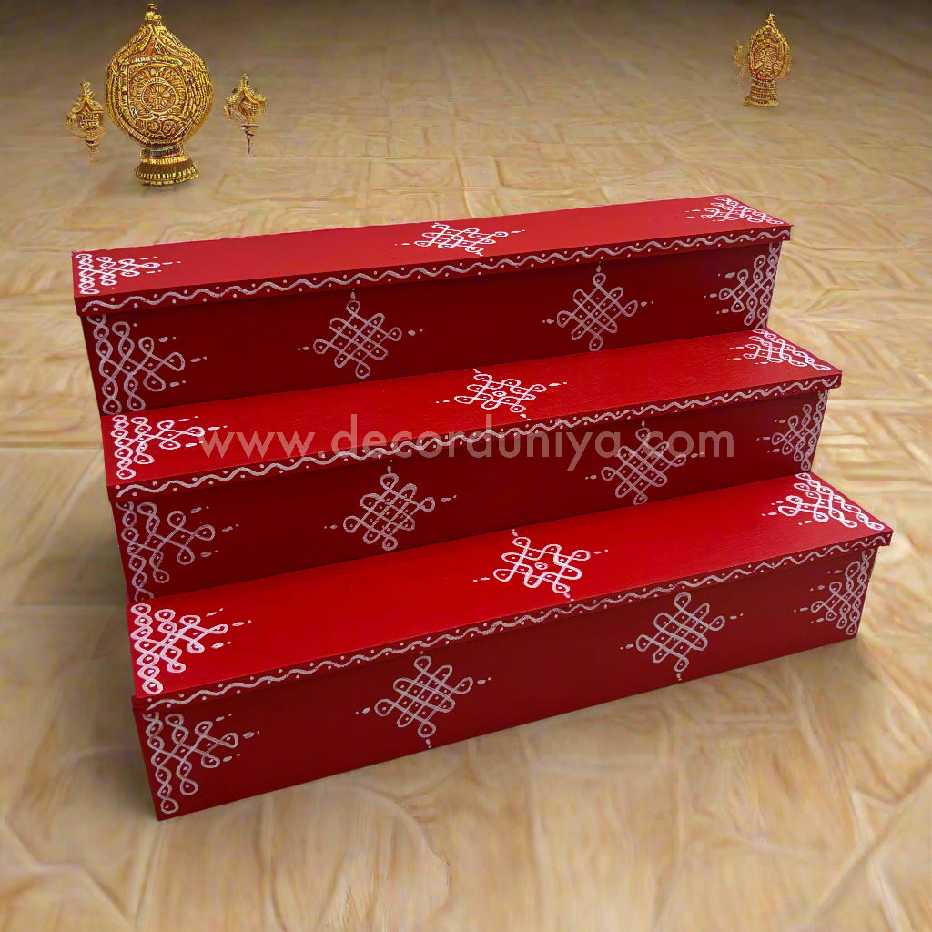 Dismantable 3 step Golu Padi | 18 inches Width - DGP5
