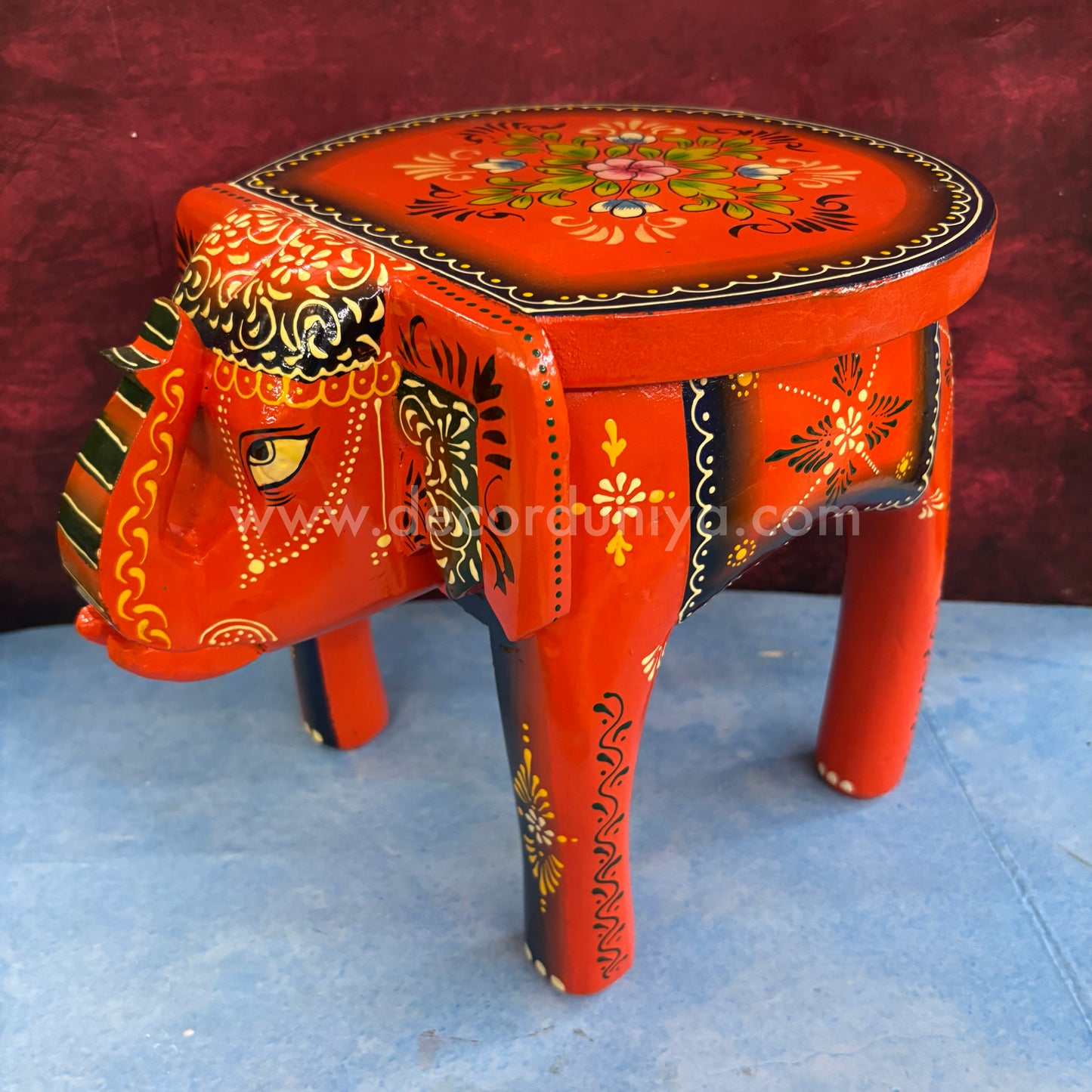 Handcrafted Wooden Elephant Stand - AR3