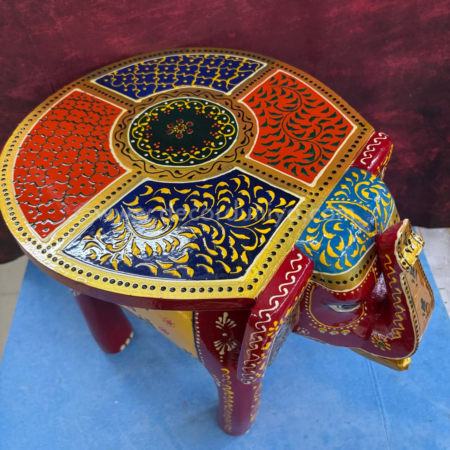 Handcrafted Wooden Elephant Stand - AR4