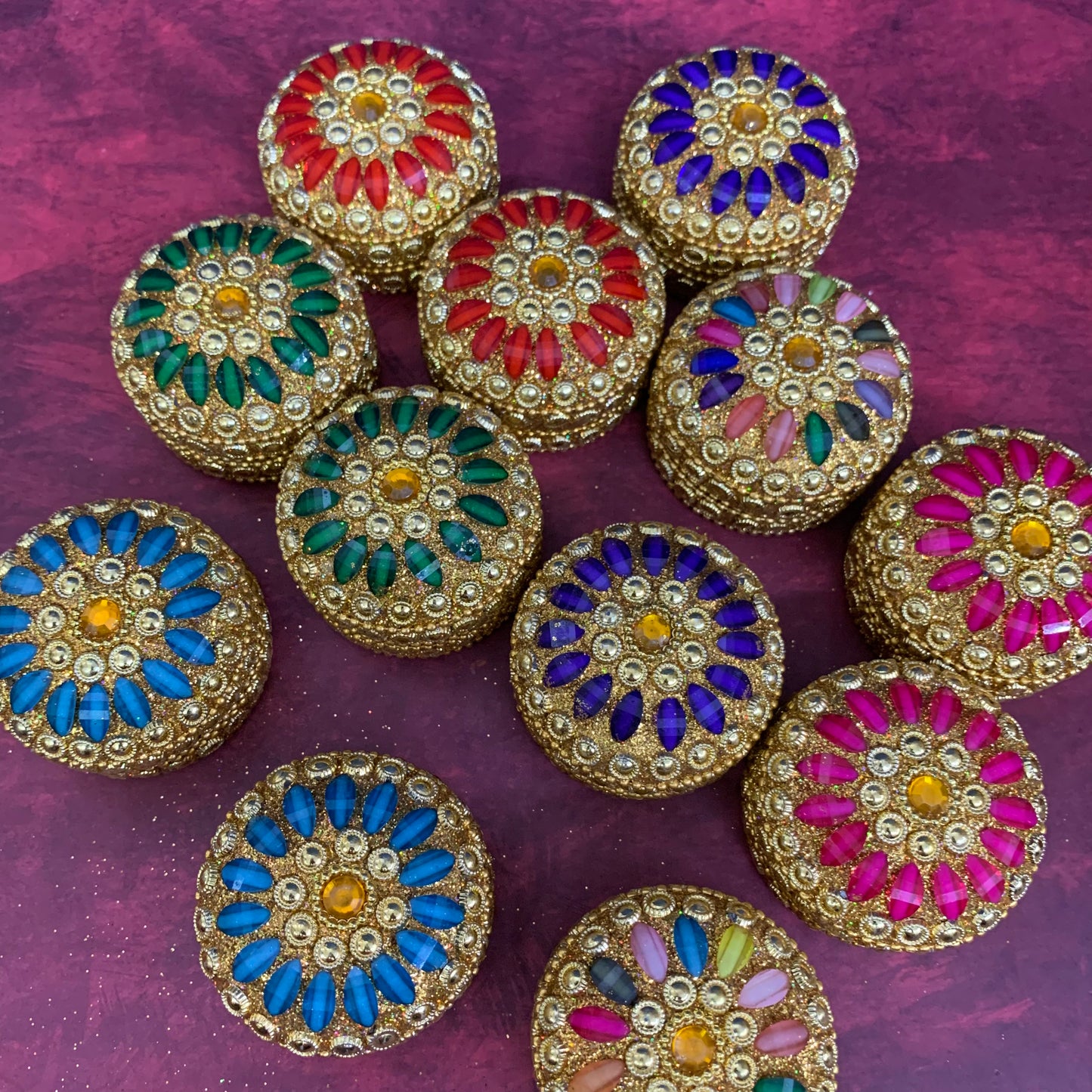 Meenakari Kum Kum Box - Set of 12 pcs - KSP15