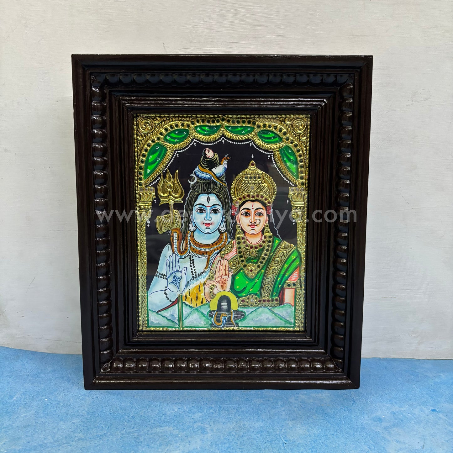 Tanjore Painting | Sivan Parvathy | Chettinad Frame | - Gold Foil  - TPM171