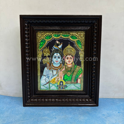 Tanjore Painting | Sivan Parvathy | Chettinad Frame | - Gold Foil  - TPM171