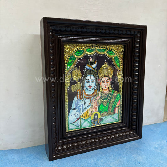 Tanjore Painting | Sivan Parvathy | Chettinad Frame | - Gold Foil  - TPM171