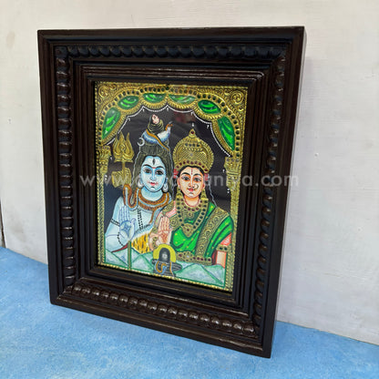 Tanjore Painting | Sivan Parvathy | Chettinad Frame | - Gold Foil  - TPM171