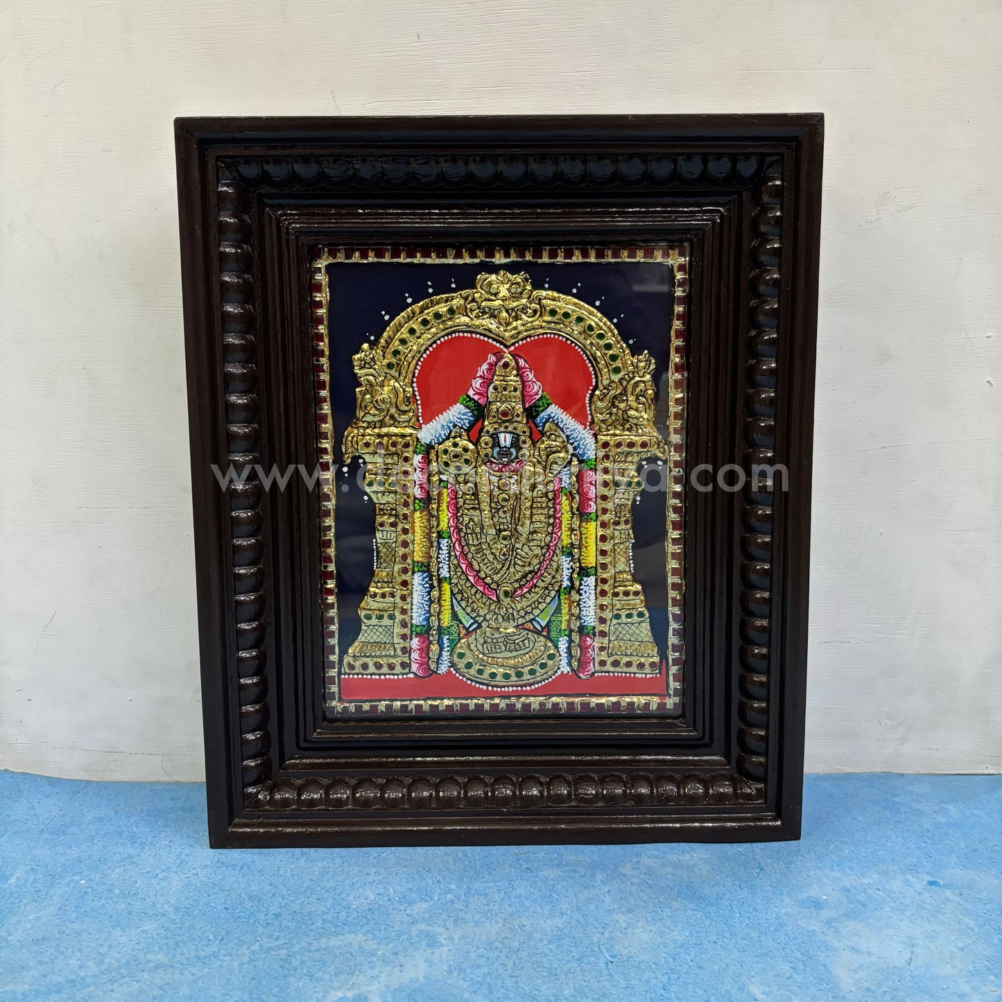 Tanjore Painting | Perumal | Chettinad Frame | - Flat Gold Foil  - TPM114