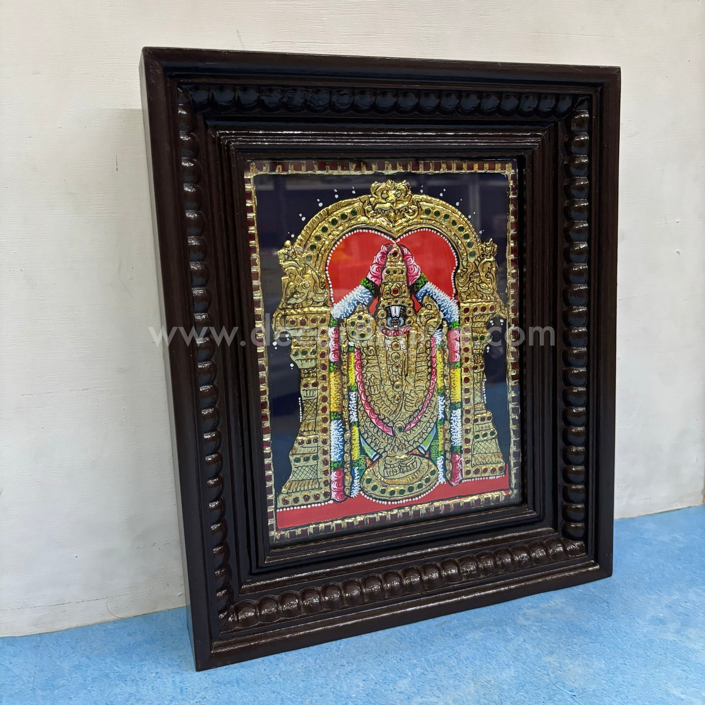 Tanjore Painting | Perumal | Chettinad Frame | - Flat Gold Foil  - TPM114