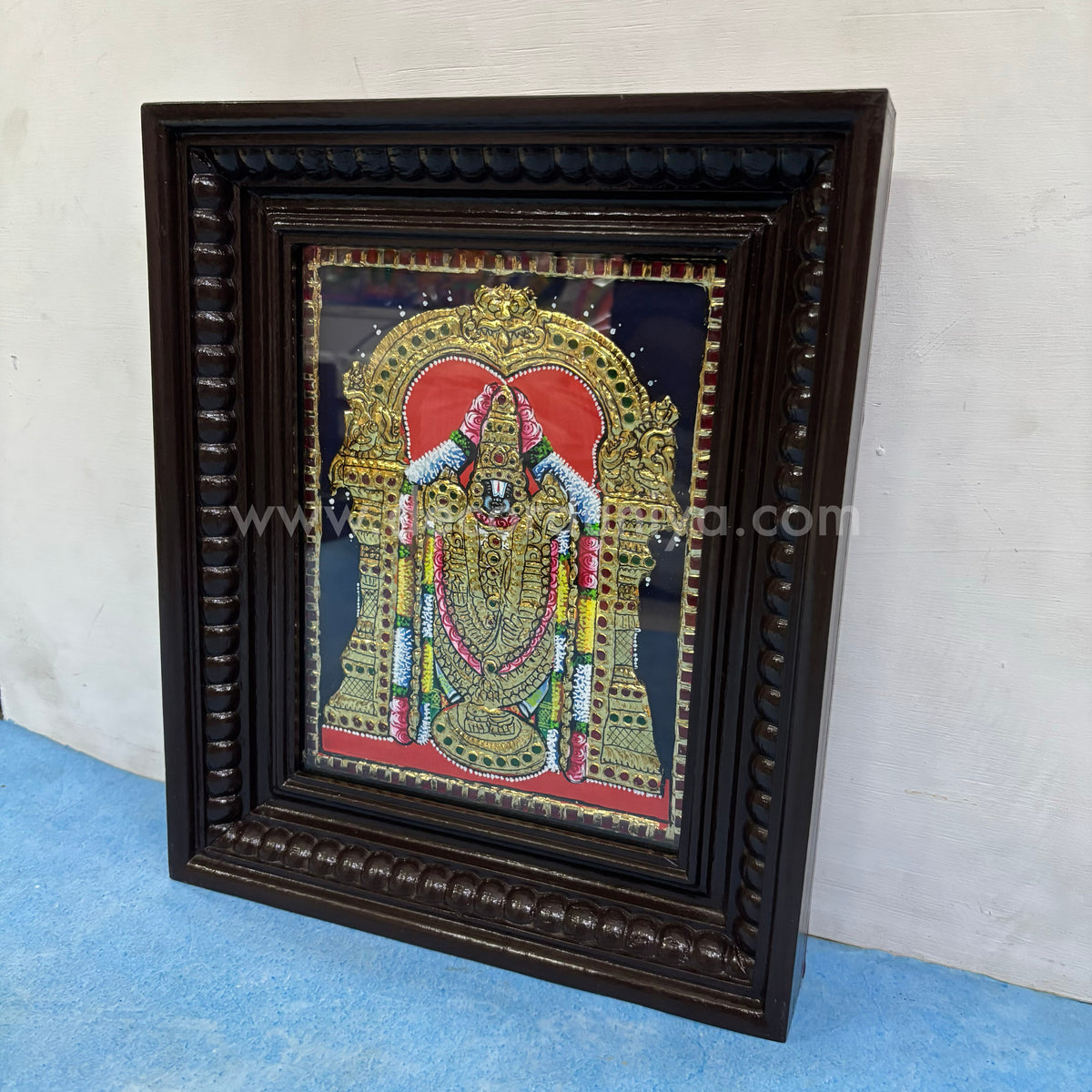 Tanjore Painting | Perumal | Chettinad Frame | - Flat Gold Foil  - TPM114