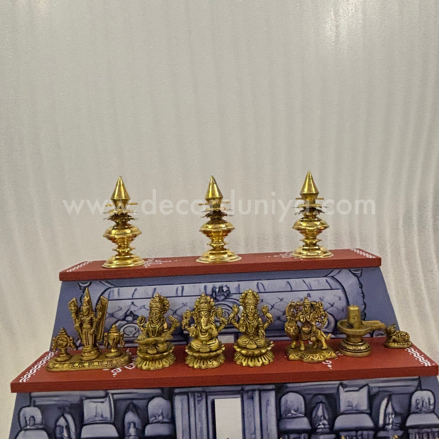 Dismantable 5 step Temple Gopuram Golu Padi with Brass Golu iDols | 24 inches Width - DGP29