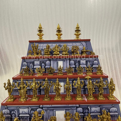 Dismantable 5 step Temple Gopuram Golu Padi with Brass Golu iDols | 24 inches Width - DGP29