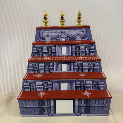 Dismantable 5 step Temple Gopuram Golu Padi with Brass Kalasam | 24 inches Width - DGP30
