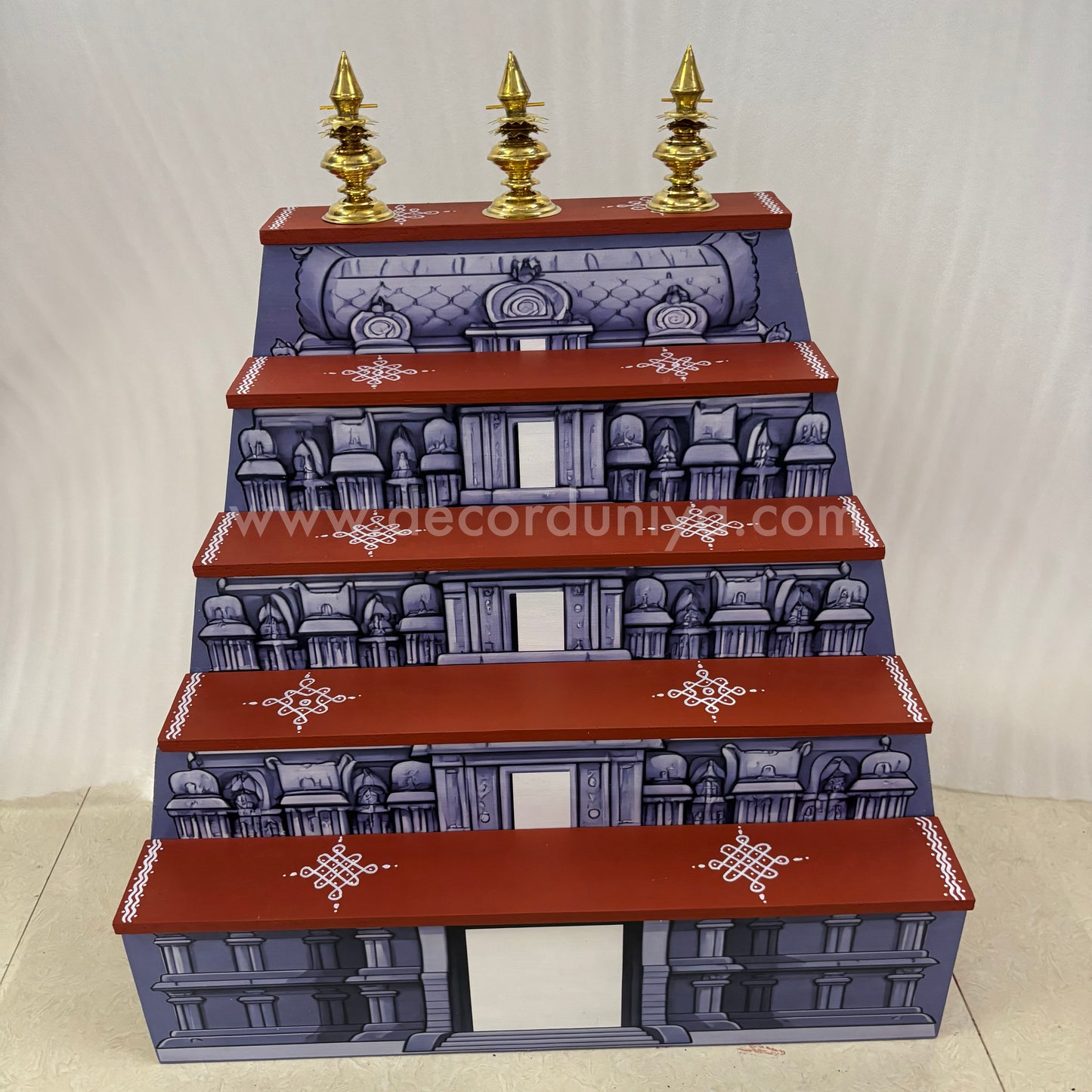 Dismantable 5 step Temple Gopuram Golu Padi with Brass Kalasam | 24 inches Width - DGP30