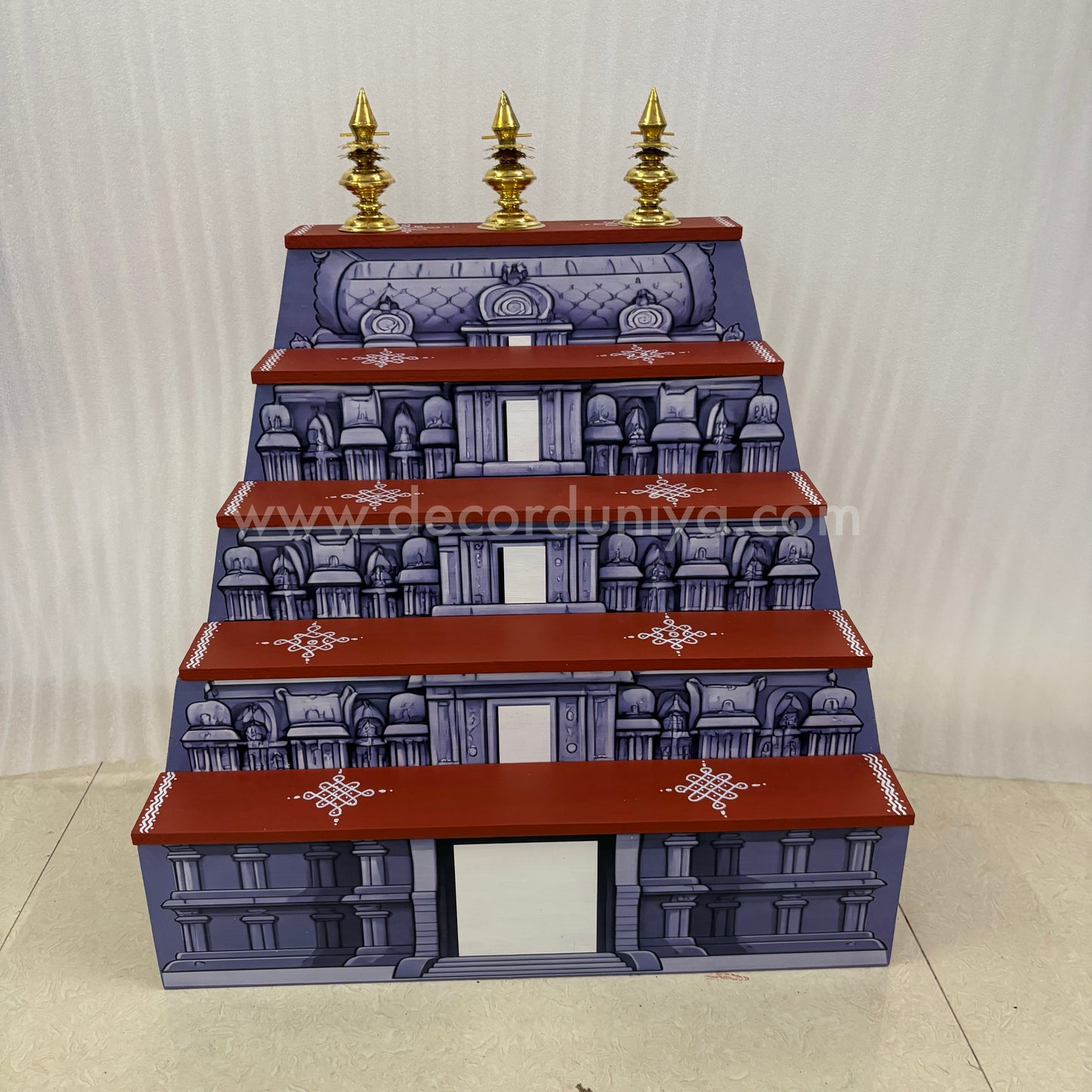 Dismantable 5 step Temple Gopuram Golu Padi with Brass Kalasam | 24 inches Width - DGP30