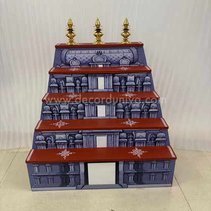 Dismantable 5 step Temple Gopuram Golu Padi with Brass Kalasam | 24 inches Width - DGP30