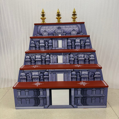 Dismantable 5 step Temple Gopuram Golu Padi with Brass Kalasam | 24 inches Width - DGP30