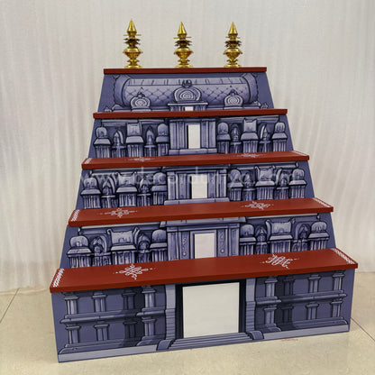 Dismantable 5 step Temple Gopuram Golu Padi with Brass Kalasam | 24 inches Width - DGP30
