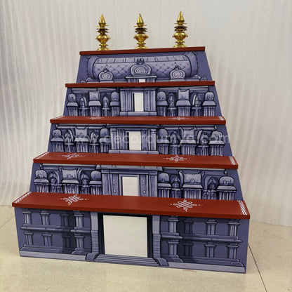 Dismantable 5 step Temple Gopuram Golu Padi with Brass Kalasam | 24 inches Width - DGP30