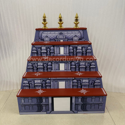 Dismantable 5 step Temple Gopuram Golu Padi with Brass Kalasam | 24 inches Width - DGP30