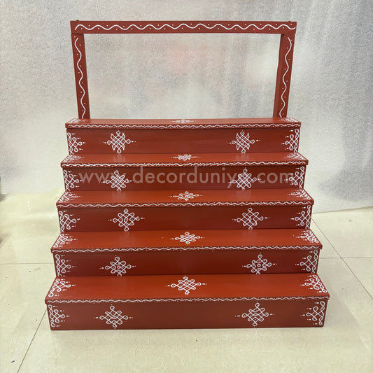 Dismantable 5 Step Golu Padi | 24 inches Width | With Backdrop flower Stand- DGP21