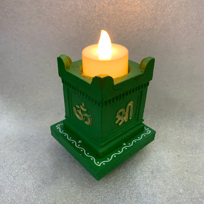 Clay Thulasi Maadam and wooden kolam base manai Size 3x3 inch-T01