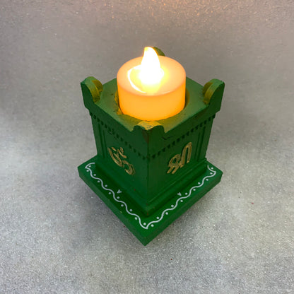 Clay Thulasi Maadam and wooden kolam base manai Size 3x3 inch-T01