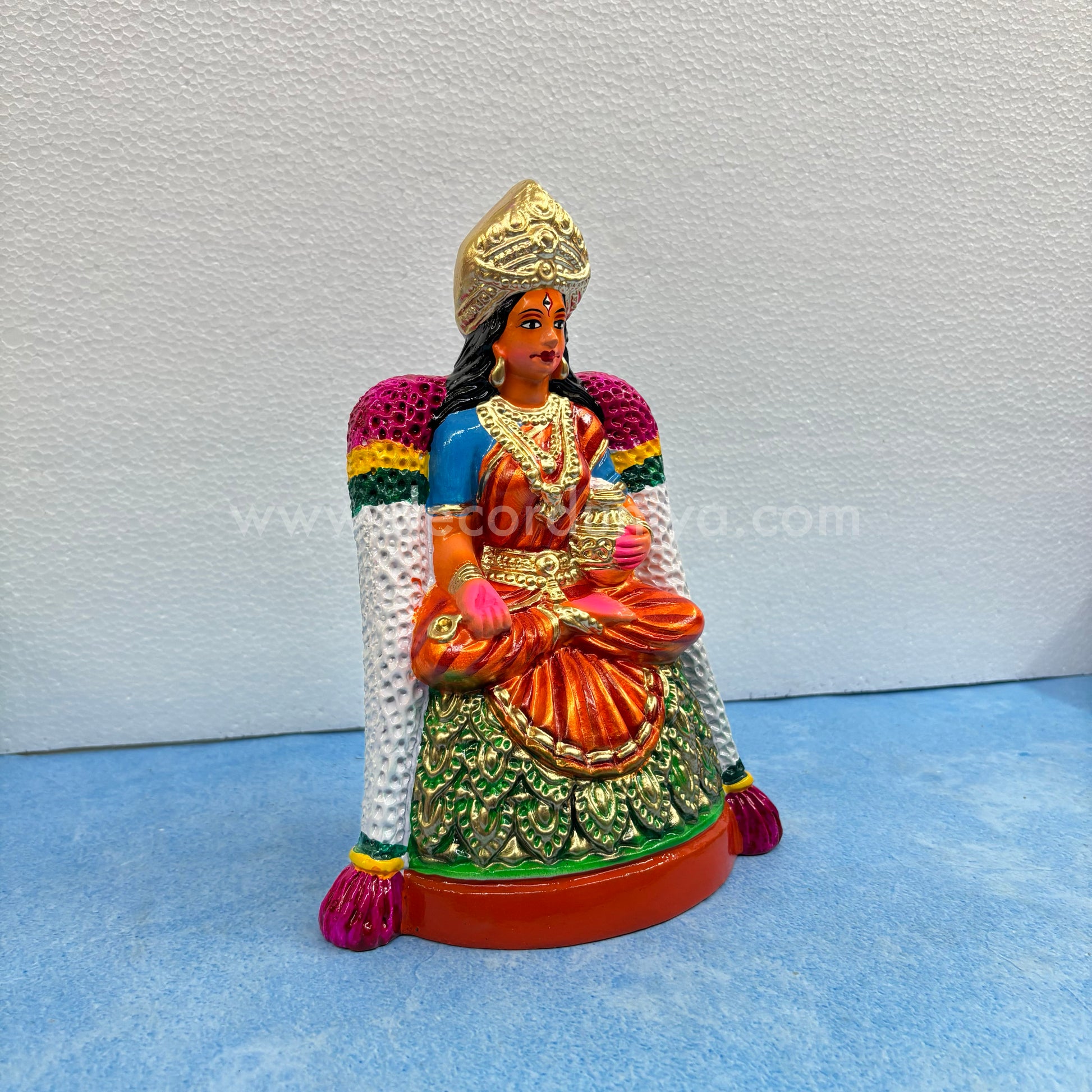 Handmade paper mache Annapoorani Golu Doll – Goddess with rice pot for Navaratri bommai