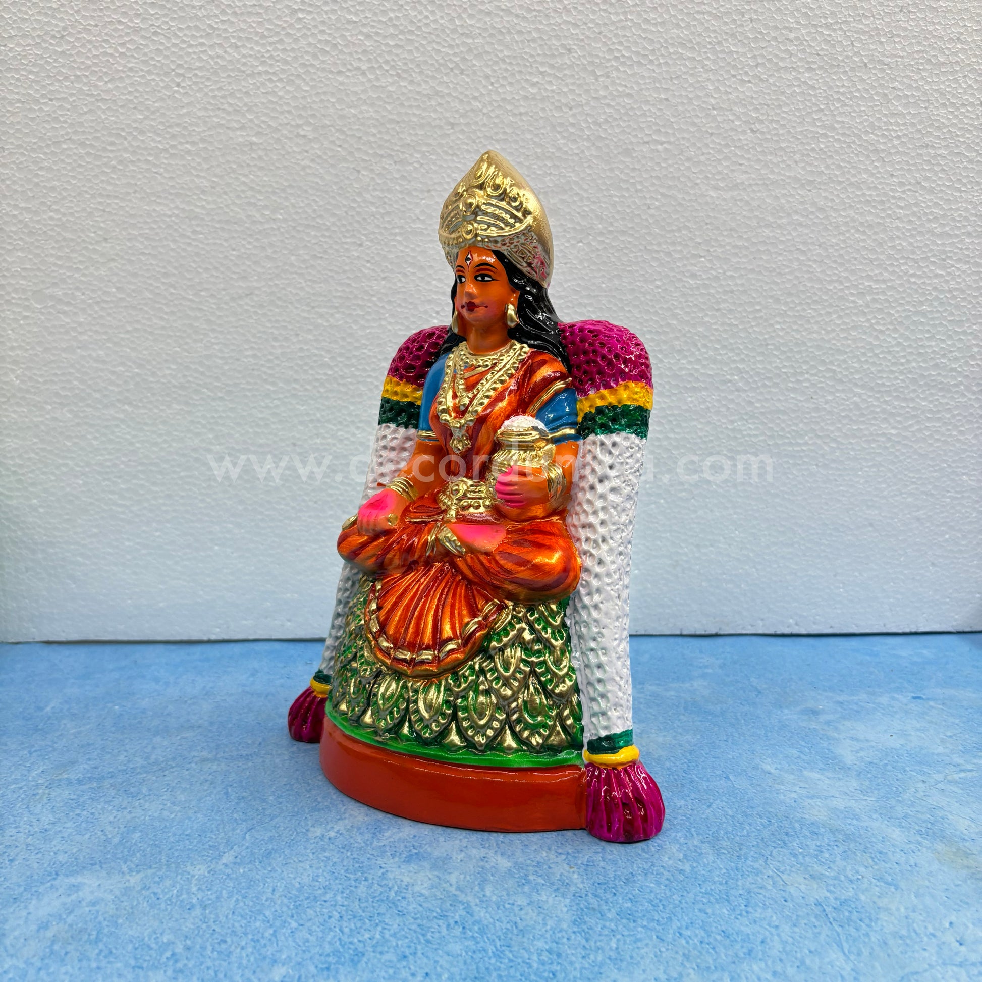 Handmade paper mache Annapoorani Golu Doll – Goddess with rice pot for Navaratri bommai