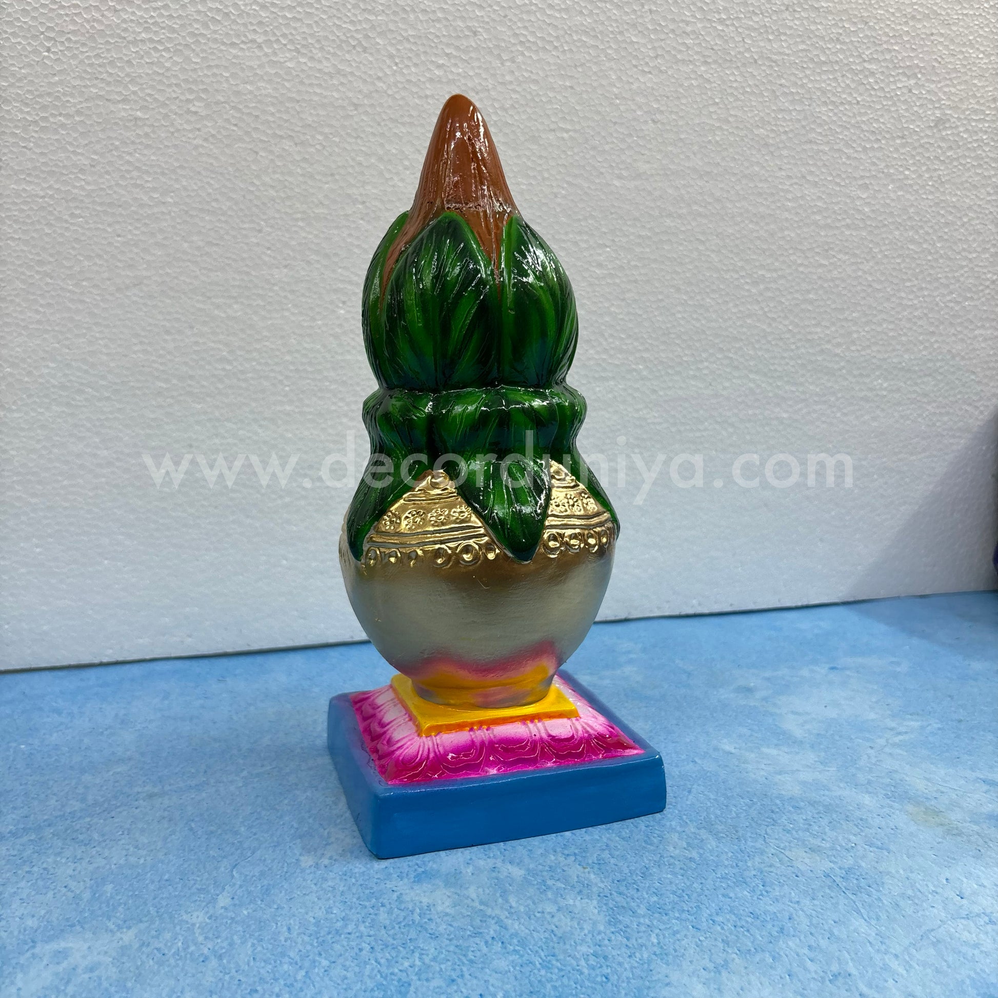 Paper mache Kalasam Golu Doll – traditional Navaratri top step idol with coconut and leaves