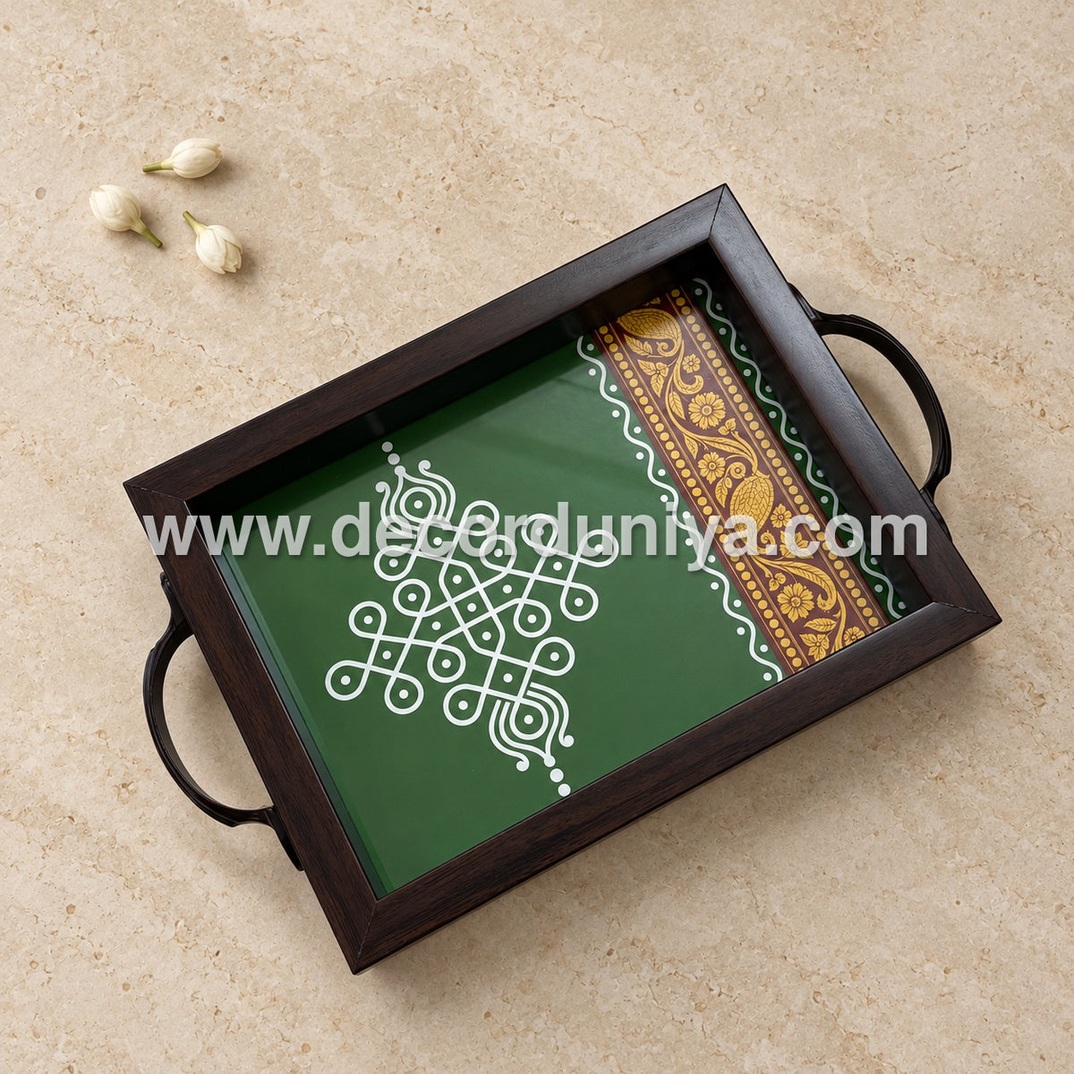 Serving Tray | Rectangular Tray with Easy-Grip Handles | Multipurpose Kitchen, Dining & Home Decor Organizer – DD103