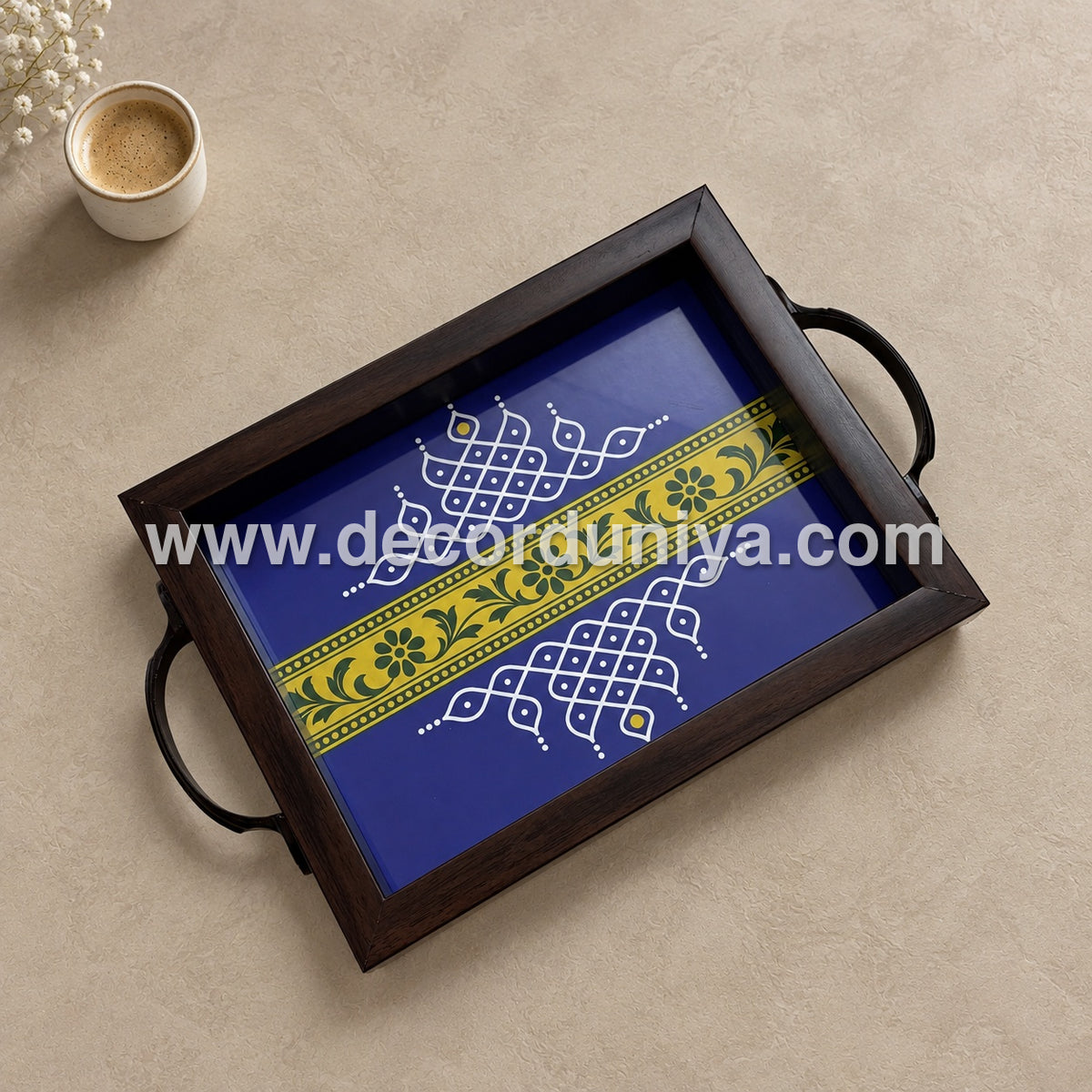 Serving Tray | Rectangular Tray with Easy-Grip Handles | Multipurpose Kitchen, Dining & Home Decor Organizer – DD102