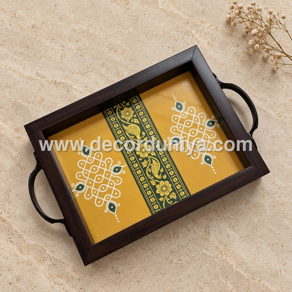 Serving Tray | Rectangular Tray with Easy-Grip Handles | Multipurpose Kitchen, Dining & Home Decor Organizer – DD101