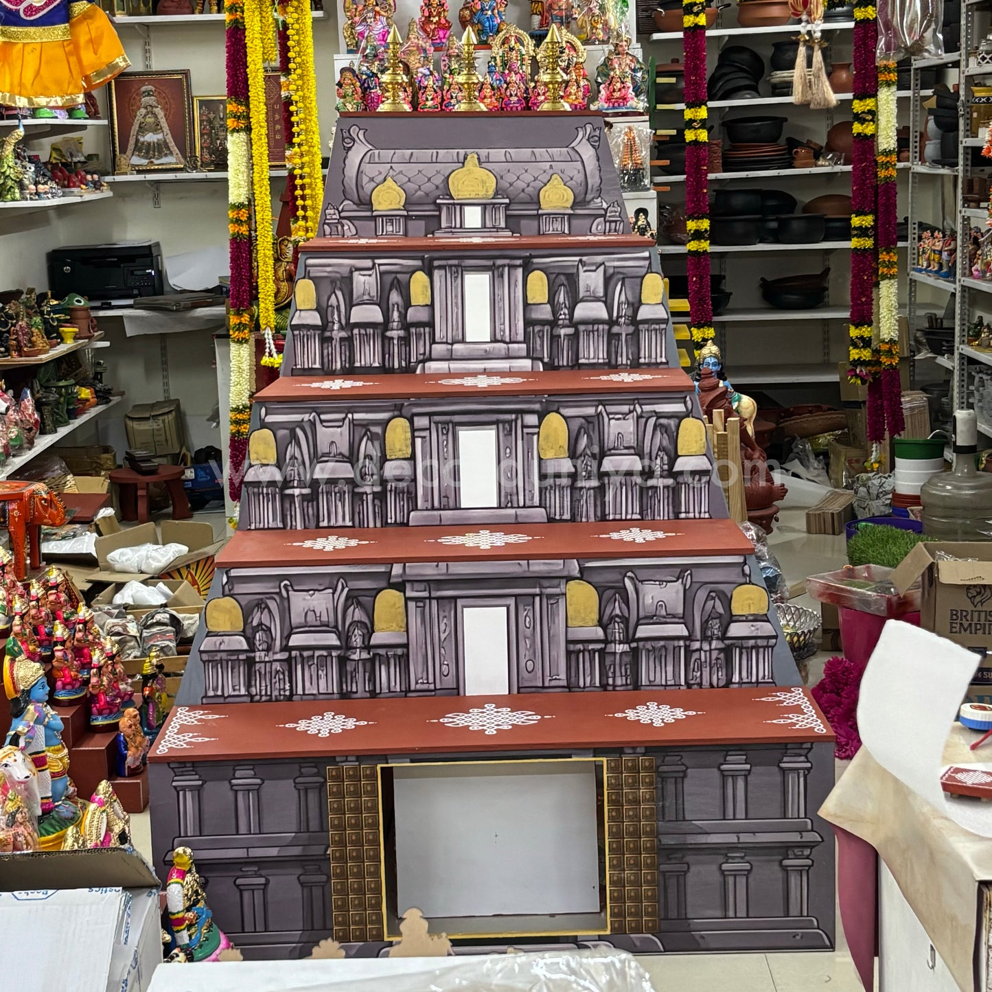 Dismantable 5 step Golu Padi | Temple Gopuram Golu Padi | 48 inches Width - DGP27