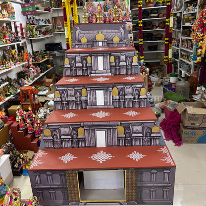 Dismantable 5 step Golu Padi | Temple Gopuram Golu Padi | 48 inches Width - DGP27