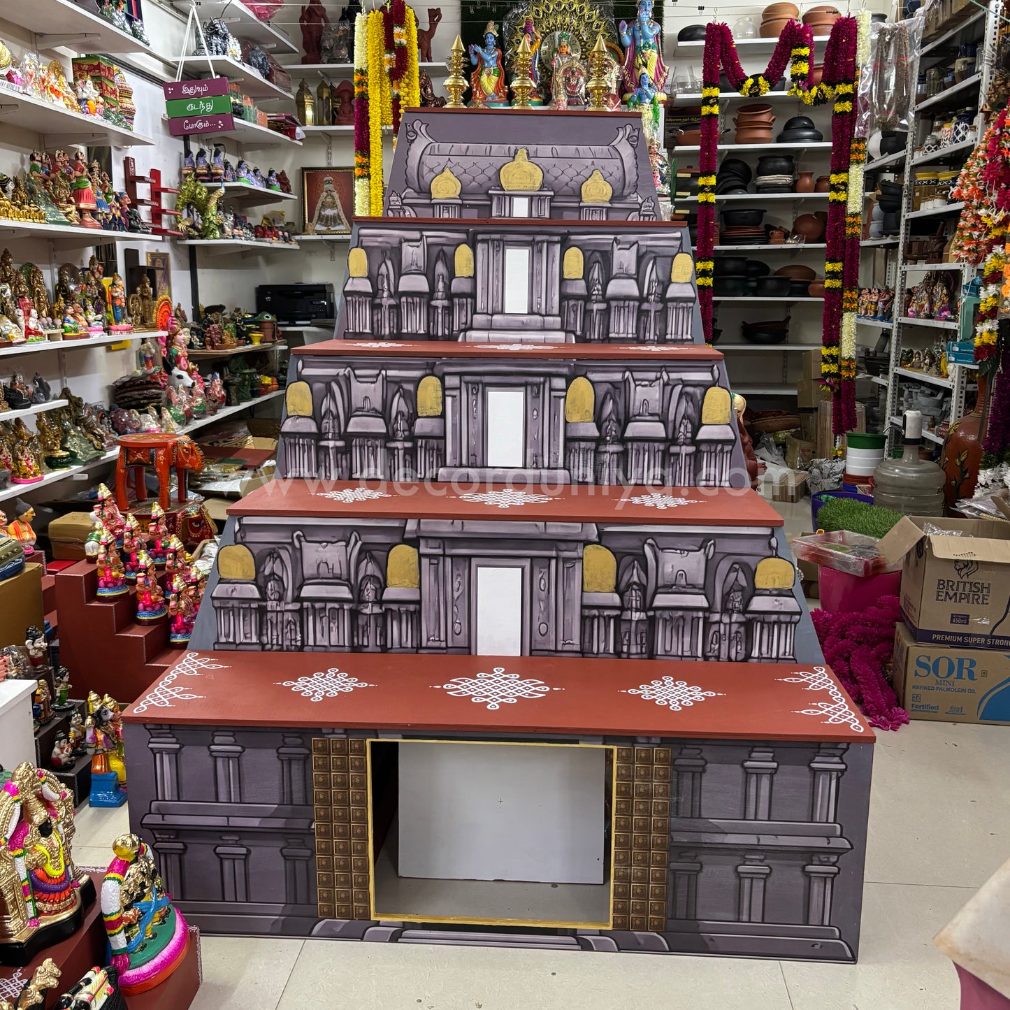 Dismantable 5 step Golu Padi | Temple Gopuram Golu Padi | 48 inches Width - DGP27