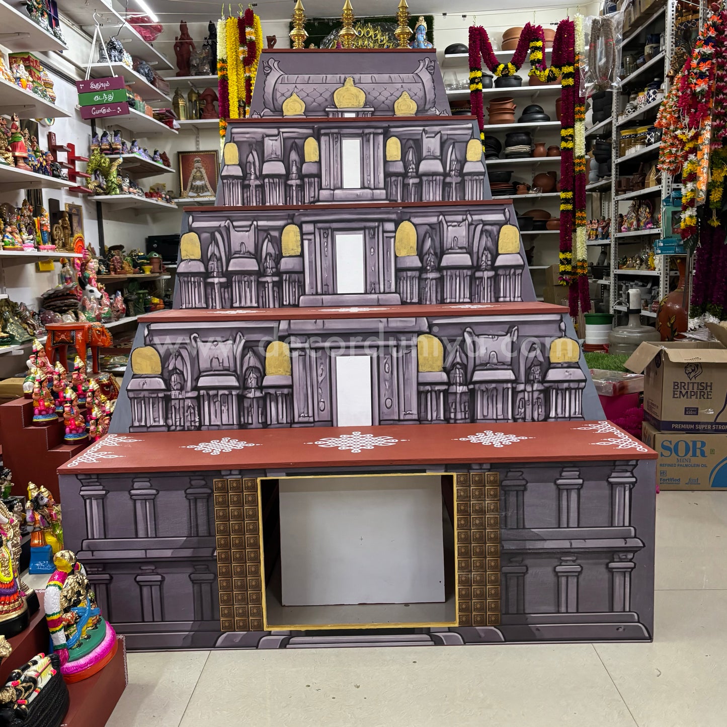 Dismantable 5 step Golu Padi | Temple Gopuram Golu Padi | 48 inches Width - DGP27