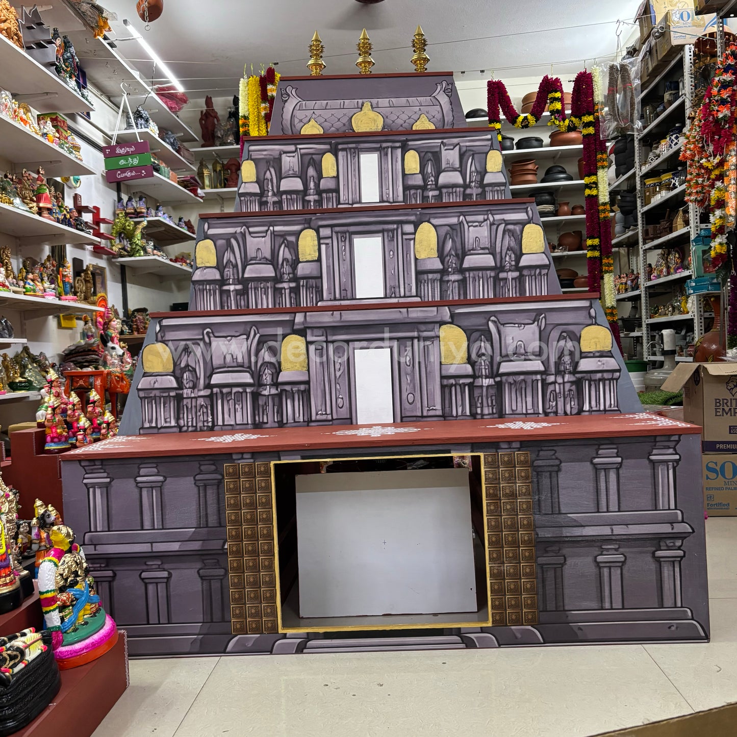 Dismantable 5 step Golu Padi | Temple Gopuram Golu Padi | 48 inches Width - DGP27