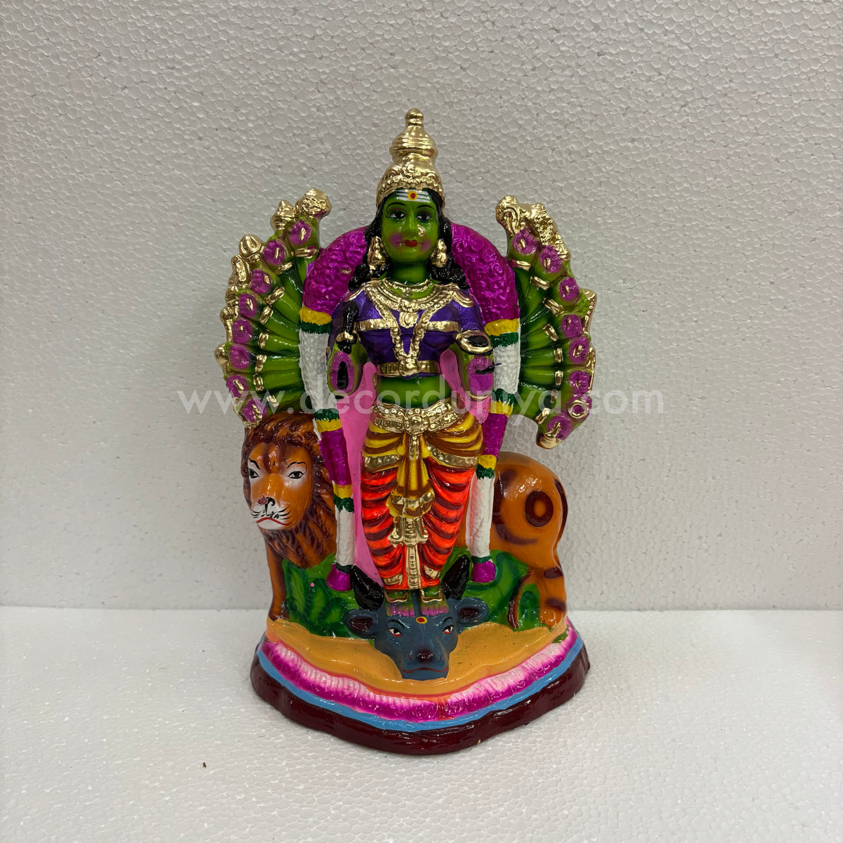 Ashtabhuja Durga Amman Clay Golu Doll | Eight-Armed Goddess | Navaratri Golu Bommai & Pooja Décor – TKS24