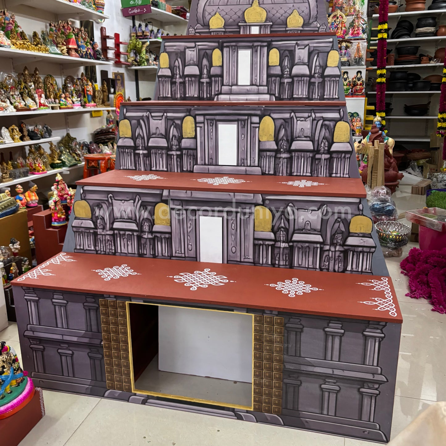 Dismantable 5 step Golu Padi | Temple Gopuram Golu Padi | 48 inches Width - DGP27