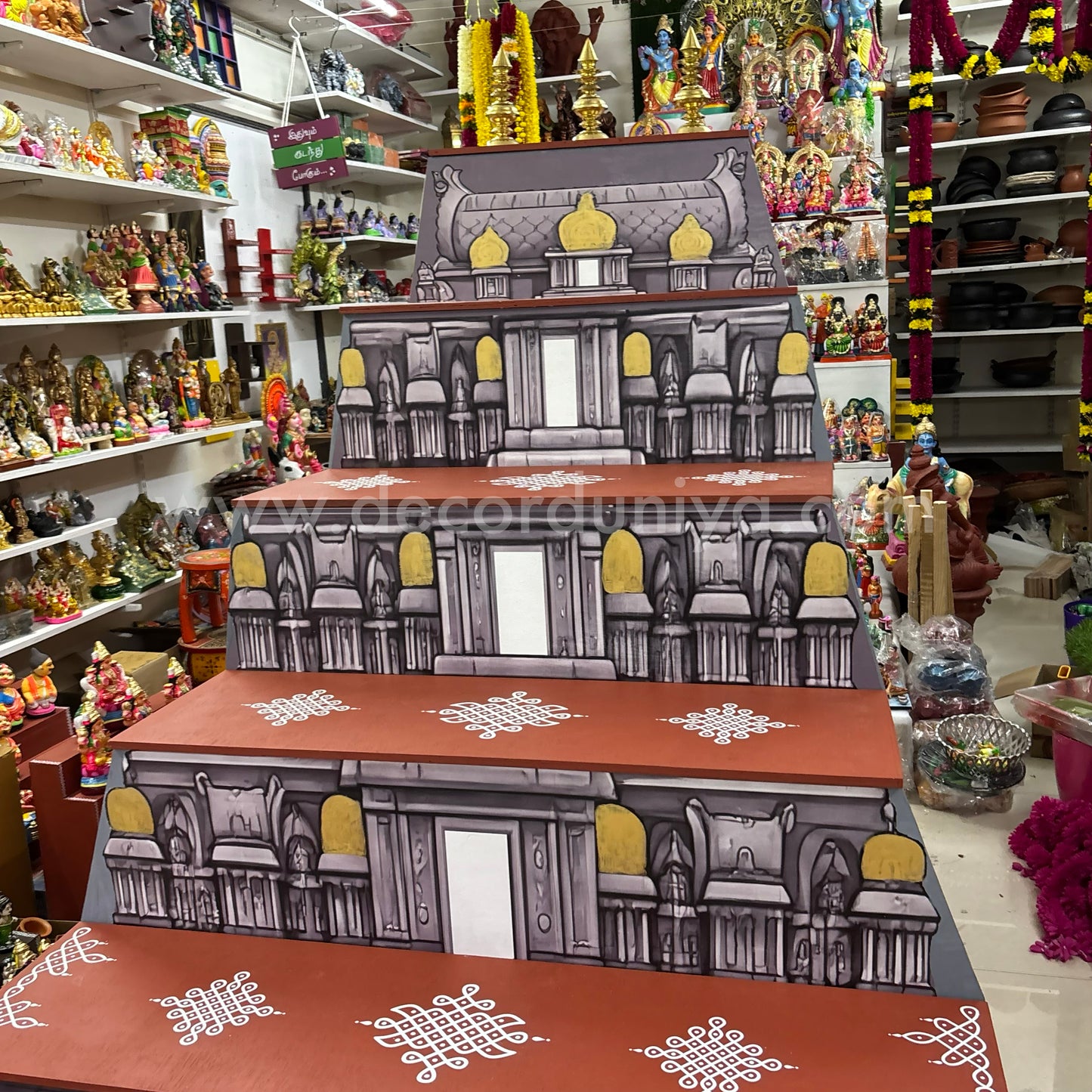 Dismantable 5 step Golu Padi | Temple Gopuram Golu Padi | 48 inches Width - DGP27