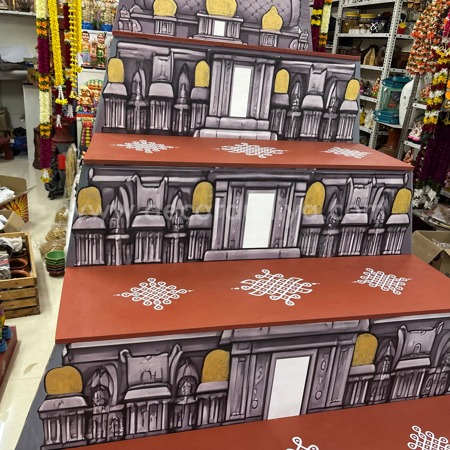 Dismantable 5 step Golu Padi | Temple Gopuram Golu Padi | 48 inches Width - DGP27
