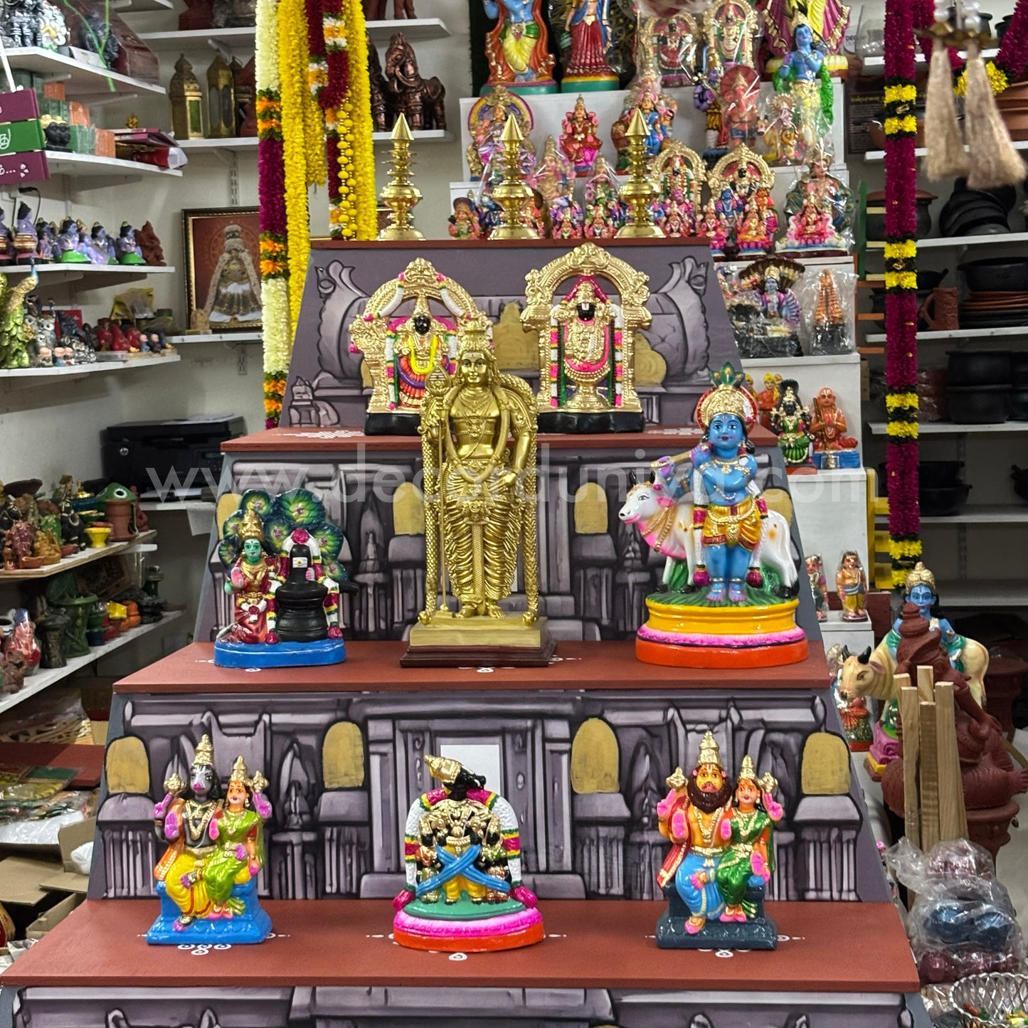 Dismantable 5 step Golu Padi | Temple Gopuram Golu Padi | 48 inches Width - DGP27