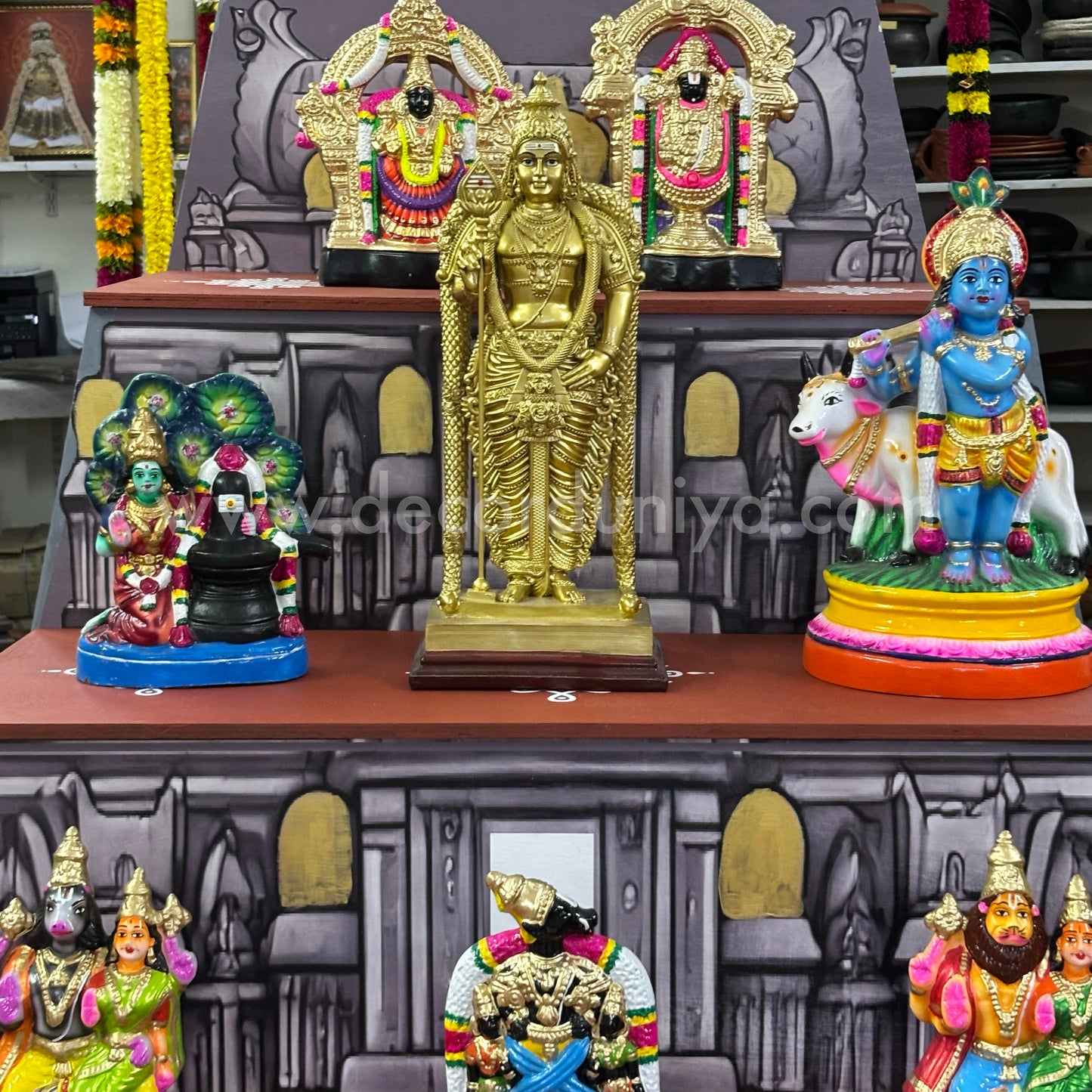 Dismantable 5 step Golu Padi | Temple Gopuram Golu Padi | 48 inches Width - DGP27
