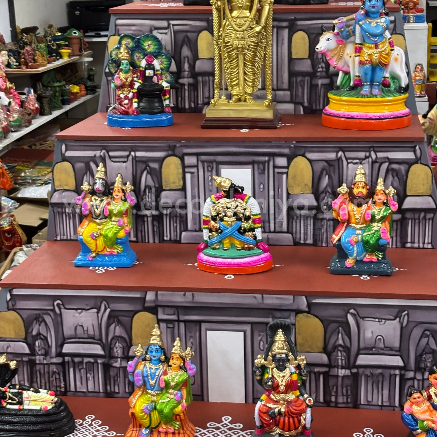 Dismantable 5 step Golu Padi | Temple Gopuram Golu Padi | 48 inches Width - DGP27