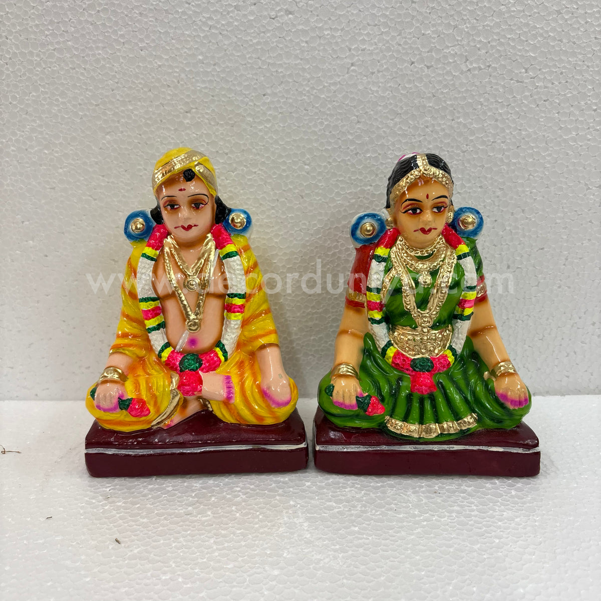 Bride & Groom Clay Golu Doll Set | Mappillai Ponnu Bommai | Navaratri Golu Dolls – TKS02