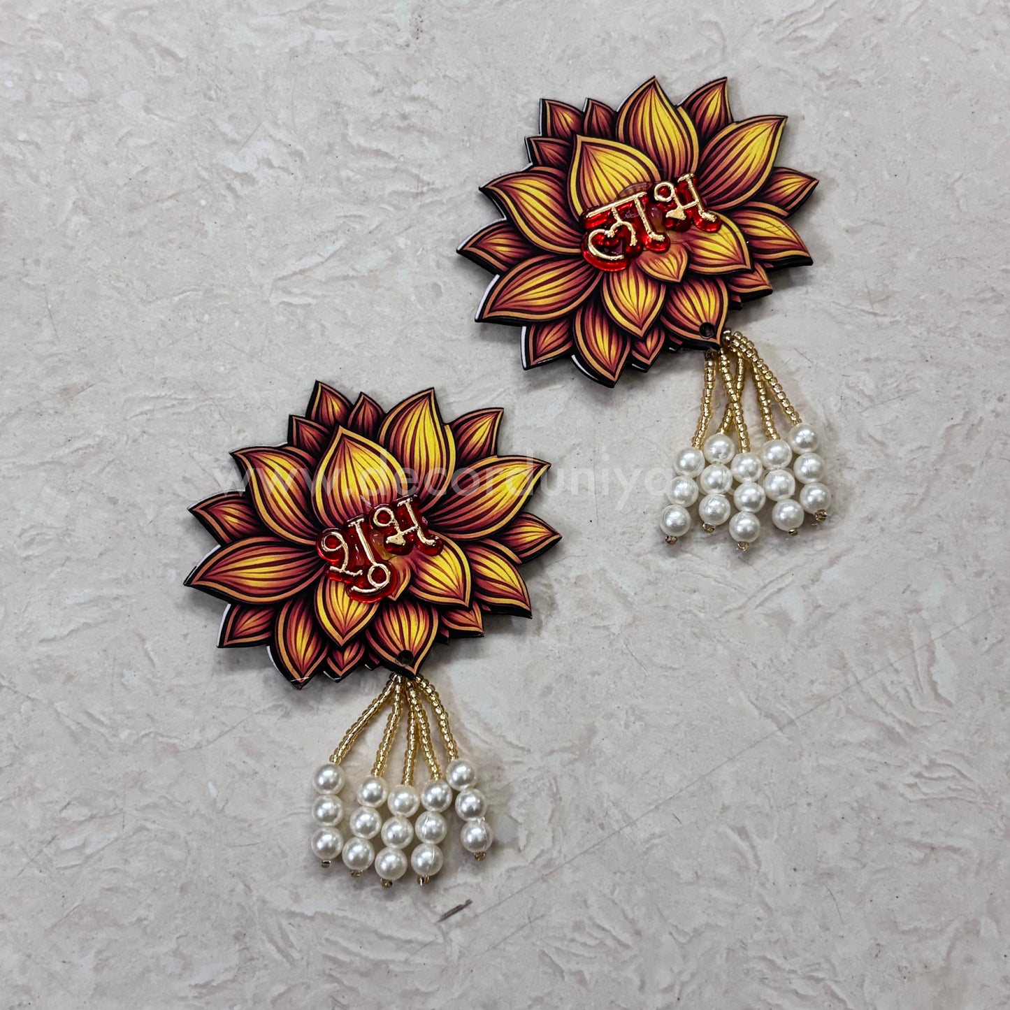 Lotus Shubh Labh wall Hanging (Pair - 2 pcs) - MDF - LT1