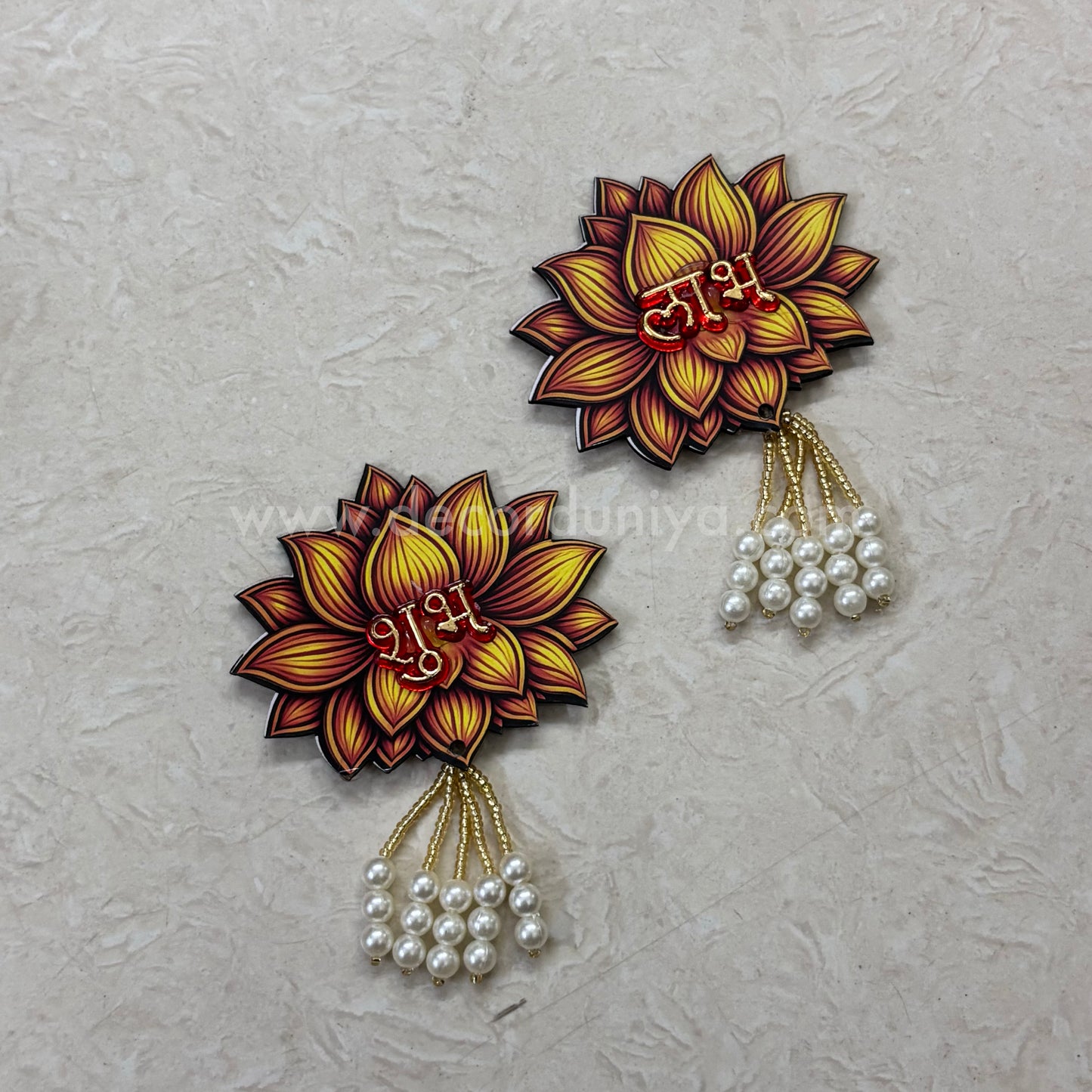 Lotus Shubh Labh wall Hanging (Pair - 2 pcs) - MDF - LT1