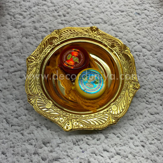 Manjal KumKum Box with Plate - KMH2